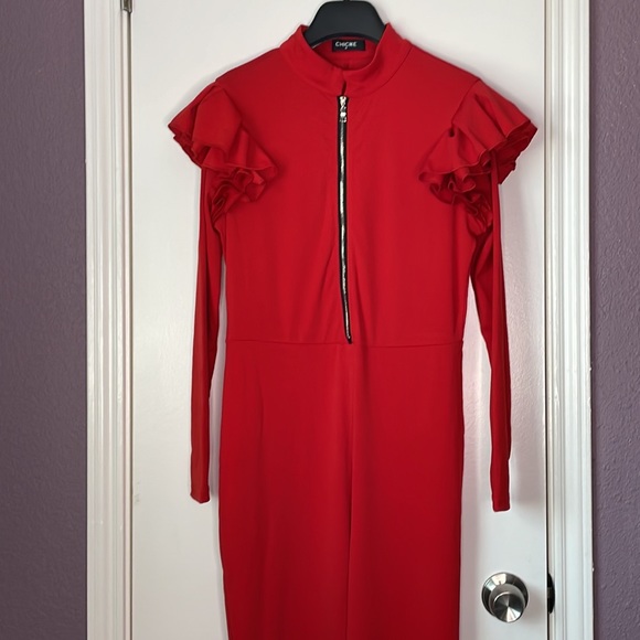 Chic Me red long sleeve jumpsuit - Picture 2 of 4